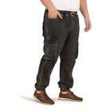Men's Plus Size Cargo Pocket Charcoal Grey Denim Jogger - Style Code "KGDJGR-406014