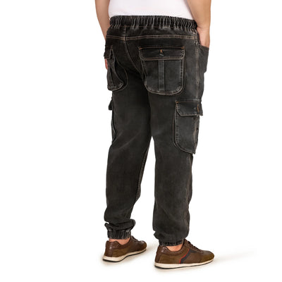 Men's Plus Size Cargo Pocket Charcoal Grey Denim Jogger - Style Code "KGDJGR-406014