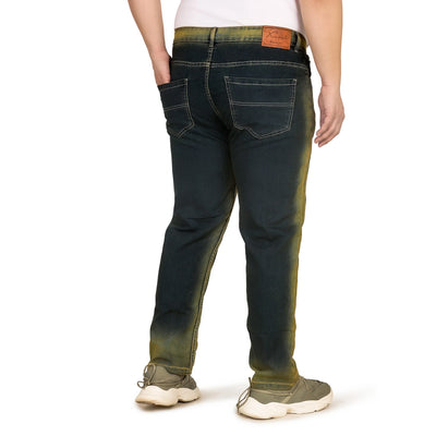 Kagad Jeans Men Plus Size Regular Fit Navy Blue Yellow Tint Denim Jeans - Style Code "KGDJN-408025