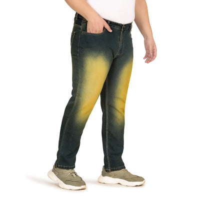 Kagad Jeans Men Plus Size Regular Fit Navy Yellow Tint Denim Jeans - Style Code "KGDJN-408022
