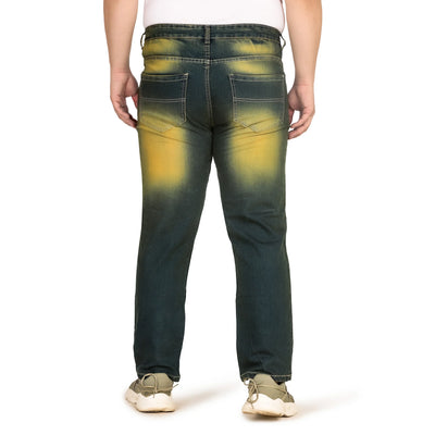 Kagad Jeans Men Plus Size Regular Fit Navy Yellow Tint Denim Jeans - Style Code "KGDJN-408022