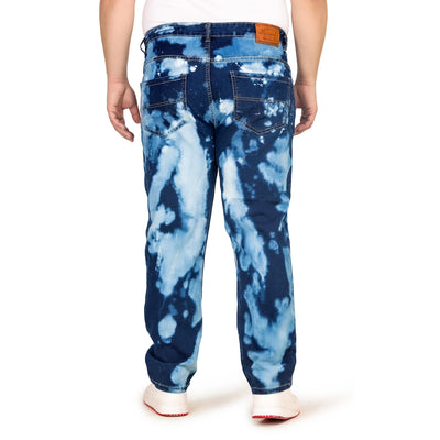 Kagad Jeans Men Plus Size Regular Fit Navy Light Blue Blasted Denim Jeans - Style Code "KGDJN-408021