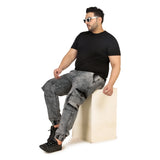 Kagad Jeans Men Plus Size Baggy Fit Charcoal Grey Textured Denim Jogger- Style Code "KGDJGR-406010