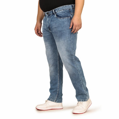 Men's Plus Size Regular Fit Light Blue Denim Jeans - Style Code "KGDJN-408002
