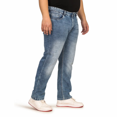 Men's Plus Size Regular Fit Light Blue Denim Jeans - Style Code "KGDJN-408002
