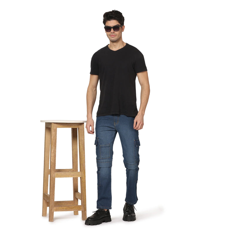 Kagad Jeans Men Straight Fit Vintage Blue Denim Jeans - Style Code 