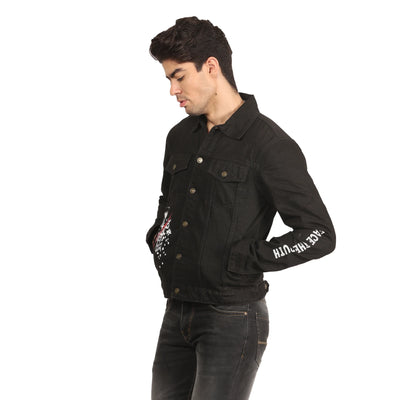 Kagad Jeans Men Regular Fit Black Printed Denim Jacket - Style Code "KGDJKT-402001