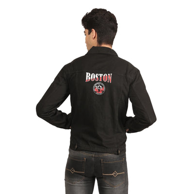 Kagad Jeans Men Regular Fit Black Printed Denim Jacket - Style Code "KGDJKT-402001