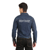 Kagad Jeans Men Regular Fit Dark Blue Printed Denim Jacket - Style Code "KGDJKT-402002