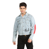 Kagad Jeans Men Regular Fit Light Blue Printed Denim Jacket - Style Code "KGDJKT-402003