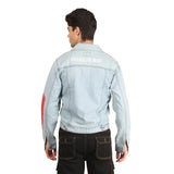 Kagad Jeans Men Regular Fit Light Blue Printed Denim Jacket - Style Code "KGDJKT-402003