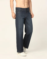 Kagad Jeans Mens Wide Leg Loose Fit Wintage Washed Classic Indigo Blue Jeans - Style Code "KGDJN-403042