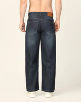 Kagad Jeans Mens Wide Leg Loose Fit Wintage Washed Classic Indigo Blue Jeans - Style Code "KGDJN-403042