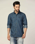 Kagad Jeans Mens Slim Fit Shirt Ocean Blue - Style Code "KGDSHT-403055