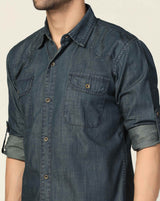 Kagad Jeans Mens Slim Fit Shirt Deep Ocean Blue - Style Code "KGDSHT-403056