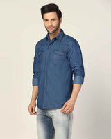 Kagad Jeans Mens Slim Fit Shirt Storm Blue - Style Code "KGDSHT-403057