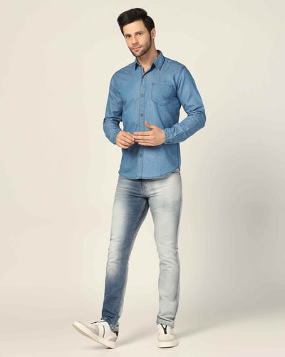 Kagad Jeans Mens Slim Fit Shirt Aqua Blue - Style Code "KGDSHT-403059