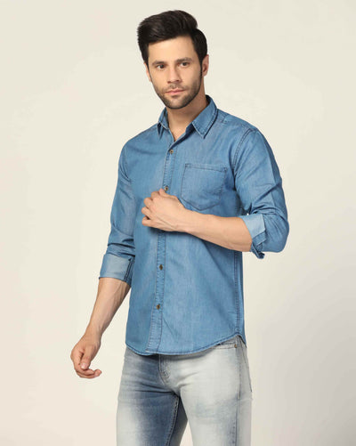 Kagad Jeans Mens Slim Fit Shirt Aqua Blue - Style Code "KGDSHT-403059