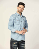 Kagad Jeans Mens Slim Fit Shirt Arctic Blue - Style Code "KGDSHT-403060