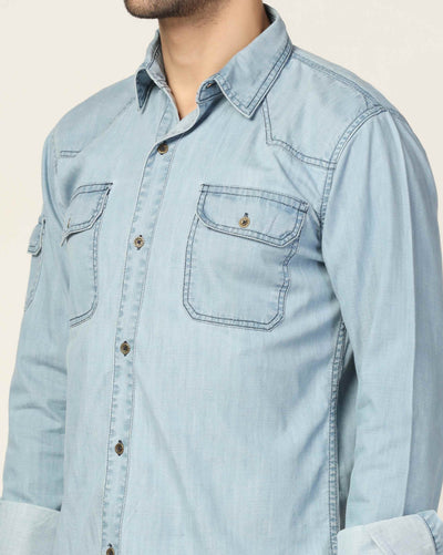 Kagad Jeans Mens Slim Fit Shirt Arctic Blue - Style Code "KGDSHT-403060