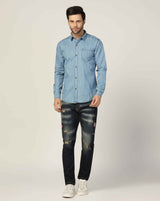 Kagad Jeans Mens Slim Fit Shirt Light Aqua Blue - Style Code "KGDSHT-403062