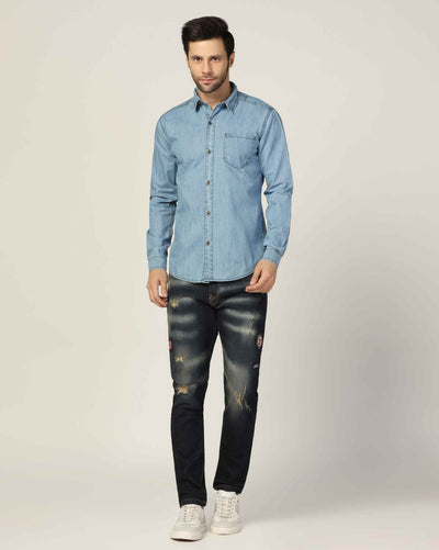 Kagad Jeans Mens Slim Fit Shirt Light Aqua Blue - Style Code "KGDSHT-403062
