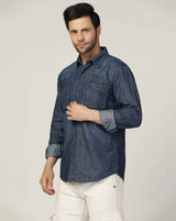 Kagad Jeans Mens Slim Fit Shirt Dark Faded Blue - Style Code "KGDSHT-403052