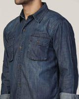 Kagad Jeans Mens Slim Fit Shirt Dark Faded Blue - Style Code "KGDSHT-403052
