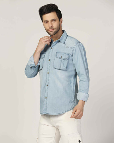 Kagad Jeans Mens Slim Fit Shirt Arctic Blue - Style Code "KGDSHT-403051