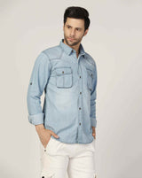 Kagad Jeans Mens Slim Fit Shirt Arctic Blue - Style Code "KGDSHT-403051