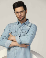 Kagad Jeans Mens Slim Fit Shirt Arctic Blue - Style Code "KGDSHT-403051