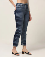 Kagad Jeans Womens High Rise Regular Fit Indigo Textured Denim Jeans - Style Code "KGDJNS-404011