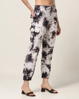 Kagad Jeans Womens High Rise Regular Fit Off White Coco Brown Tie Dyed Denim Jeans Jogger - Style Code "KGDJGR-404002