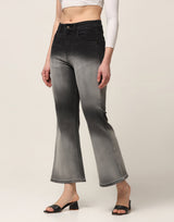 Kagad Jeans Womens  High Rise Boot Cut Black Grey Ombray Dyed Denim Jeans - Style Code "KGDJNS-404016