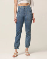 Kagad Jeans Womens High Rise Regular Fit Cut And Sew Light Blue Denim Jeans - Style Code "KGDJNS-404019