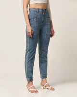Kagad Jeans Womens High Rise Regular Fit Cut And Sew Light Blue Denim Jeans - Style Code "KGDJNS-404019