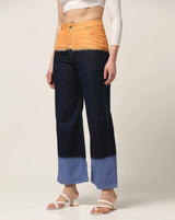 Kagad Jeans Womens High Rise Wide Leg Flared Multi Color Ombray Dyed Denim Jeans - Style Code "KGDJNS-404018