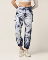 Kagad Jeans Womens High Rise Regular Fit White Blue Tie Dyed Denim Jeans Jogger - Style Code "KGDJGR-404001