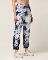 Kagad Jeans Womens High Rise Regular Fit White Blue Tie Dyed Denim Jeans Jogger - Style Code "KGDJGR-404001