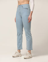 Kagad Jeans Womens High Rise Straight Fit Light Blue Denim Jeans - Style Code "KGDJNS-404029