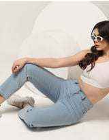Kagad Jeans Womens High Rise Straight Fit Light Blue Denim Jeans - Style Code "KGDJNS-404029