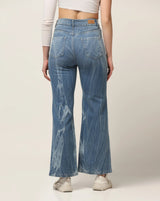 Kagad Jeans Womens High Rise Wide Leg Flared Light Blue Tie Dyed Denim Jeans - Style Code "KGDJNS-404022