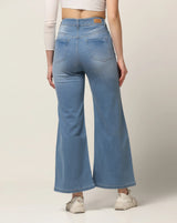 Kagad Jeans Womens High Rise Wide Leg Flared Light Blue Denim Jeans - Style Code "KGDJNS-404023