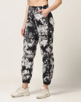 Kagad Jeans Womens High Rise Regular Fit Off White Charcoal Grey Tie Dyed Denim Jeans Jogger - Style Code "KGDJGR-404003