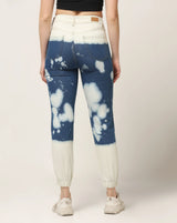Kagad Jeans Womens High Rise Regular Fit Off White Indigo Blue Ombray Dyed Denim Jogger - Style Code "KGDJGR-404004