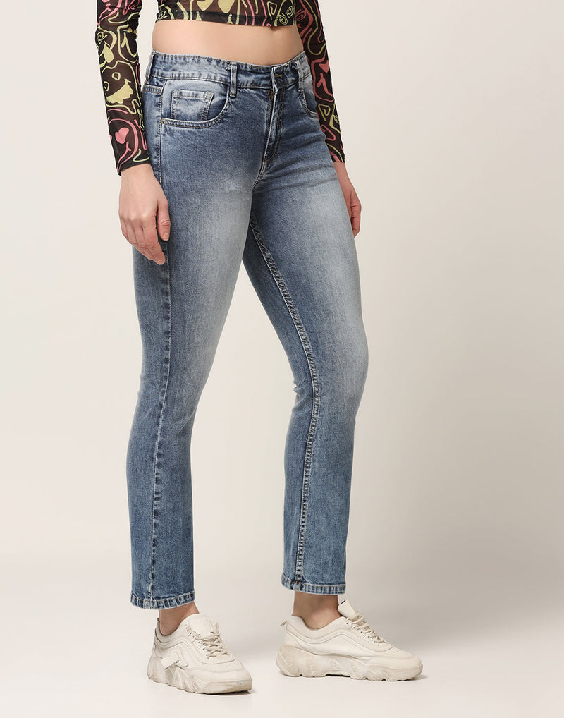 Kagad Jeans Womens  High Rise Boot Cut Blue  Denim Jeans - Style Code 