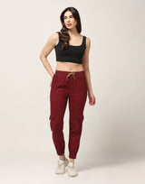 Kagad Jeans Womens High Rise Regular Fit Crimson Red Denim Jeans Jogger - Style Code "KGDJGR-404010