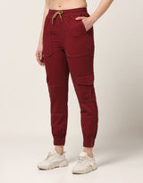 Kagad Jeans Womens High Rise Regular Fit Crimson Red Denim Jeans Jogger - Style Code "KGDJGR-404010