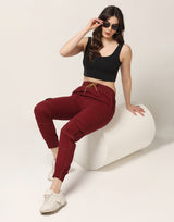 Kagad Jeans Womens High Rise Regular Fit Crimson Red Denim Jeans Jogger - Style Code "KGDJGR-404010