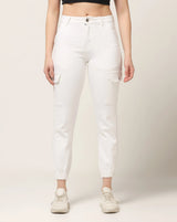 Kagad Jeans Womens High Rise Regular Fit White Denim Jeans Jogger - Style Code "KGDJGR-404005